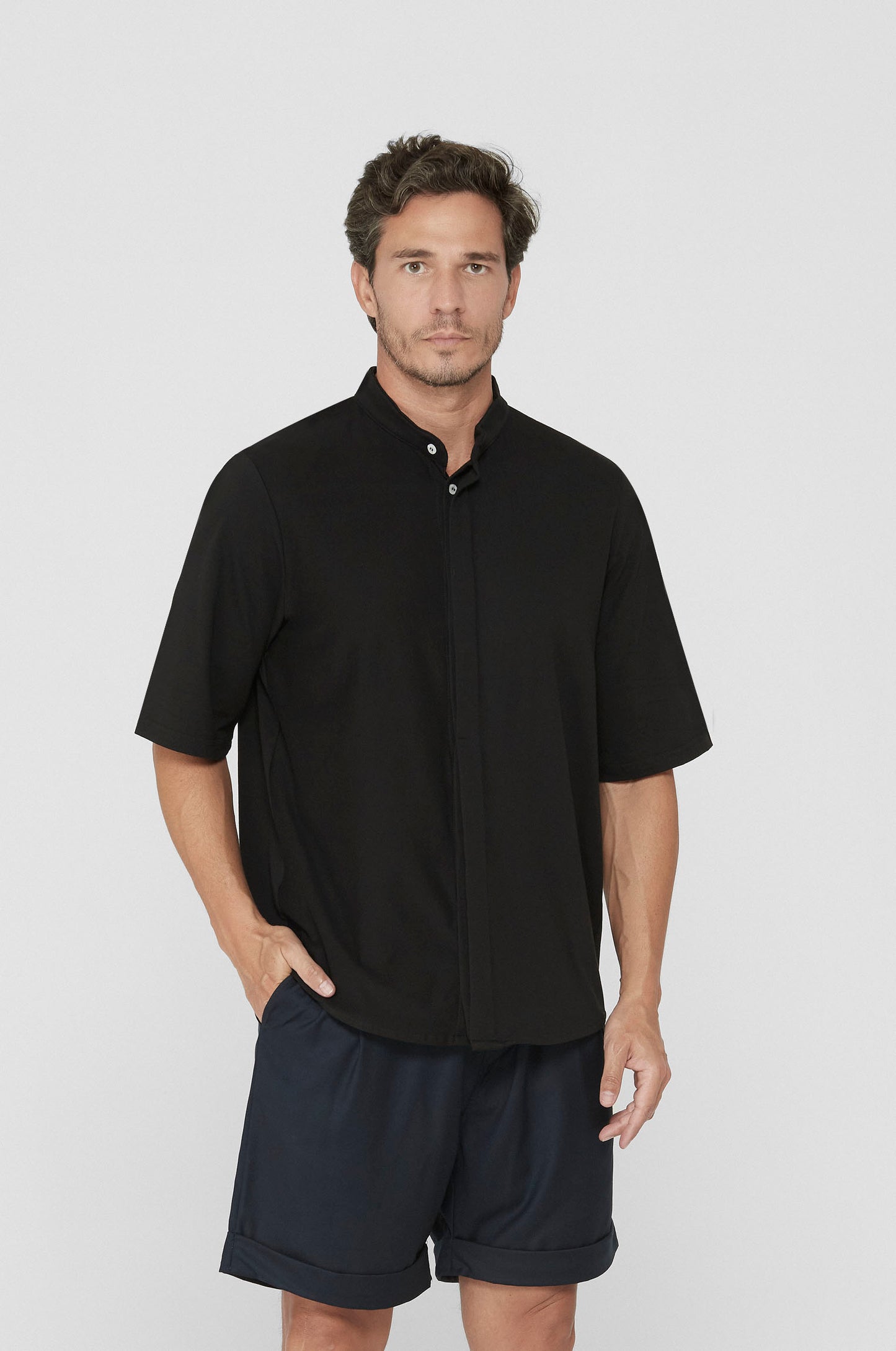Bossa Short Shirt in Black Mesh