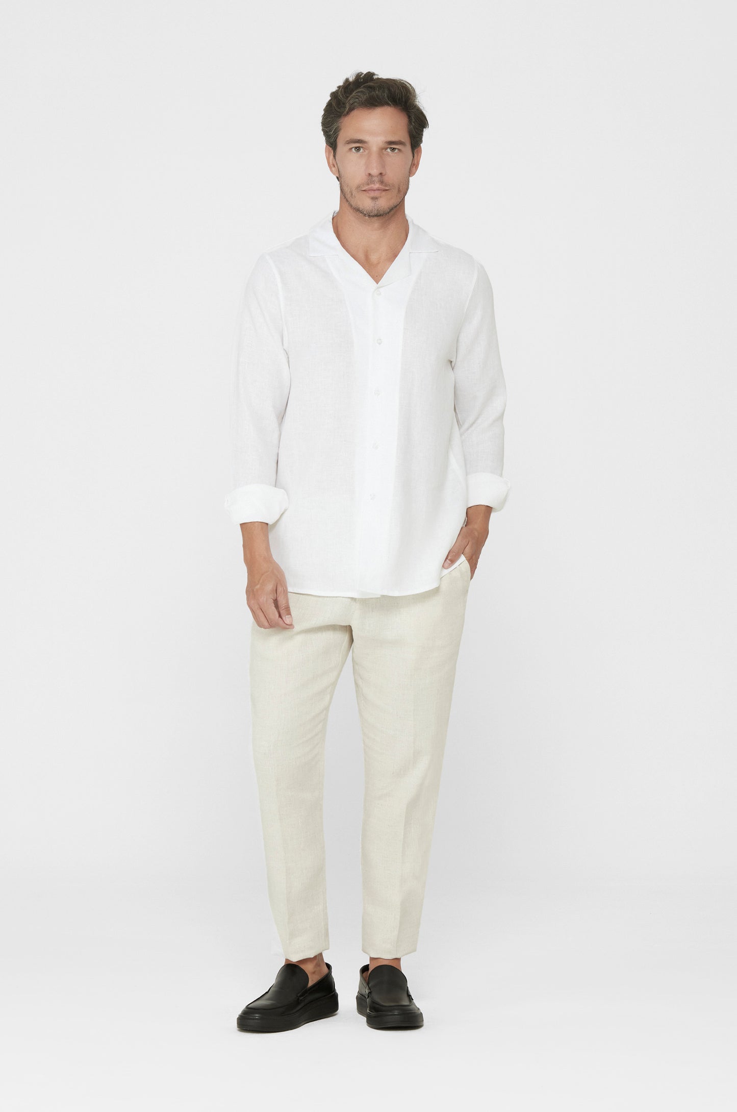 Cuban Collar Pure Linen Shirt