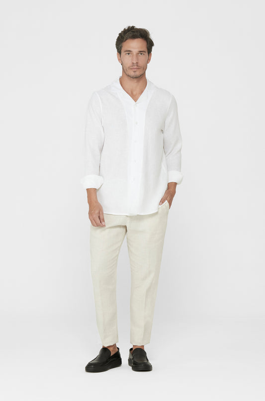 Cuban Collar Pure Linen Shirt